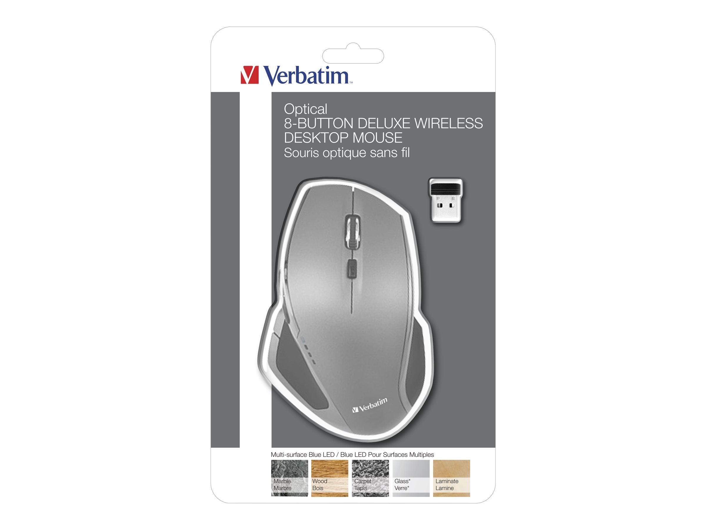 VERBATIM WIRELESS DESKTOP MOUSE DELUXE 8 BUTTON BLUE LED WCF (P)
