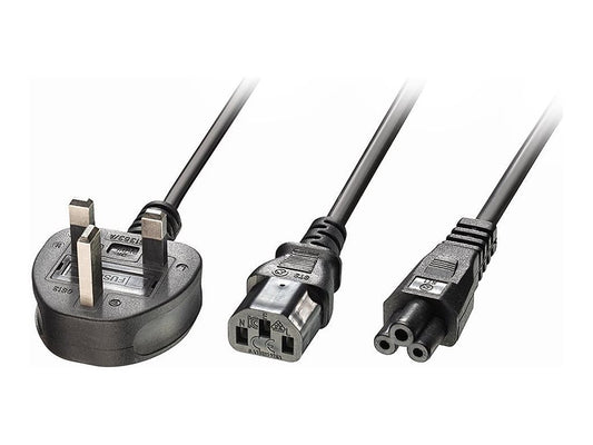 LINDY 2.5m UK 3 Pin Plug to 1x C13 & 1x C5