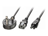 LINDY 2.5m UK 3 Pin Plug to 1x C13 & 1x C5