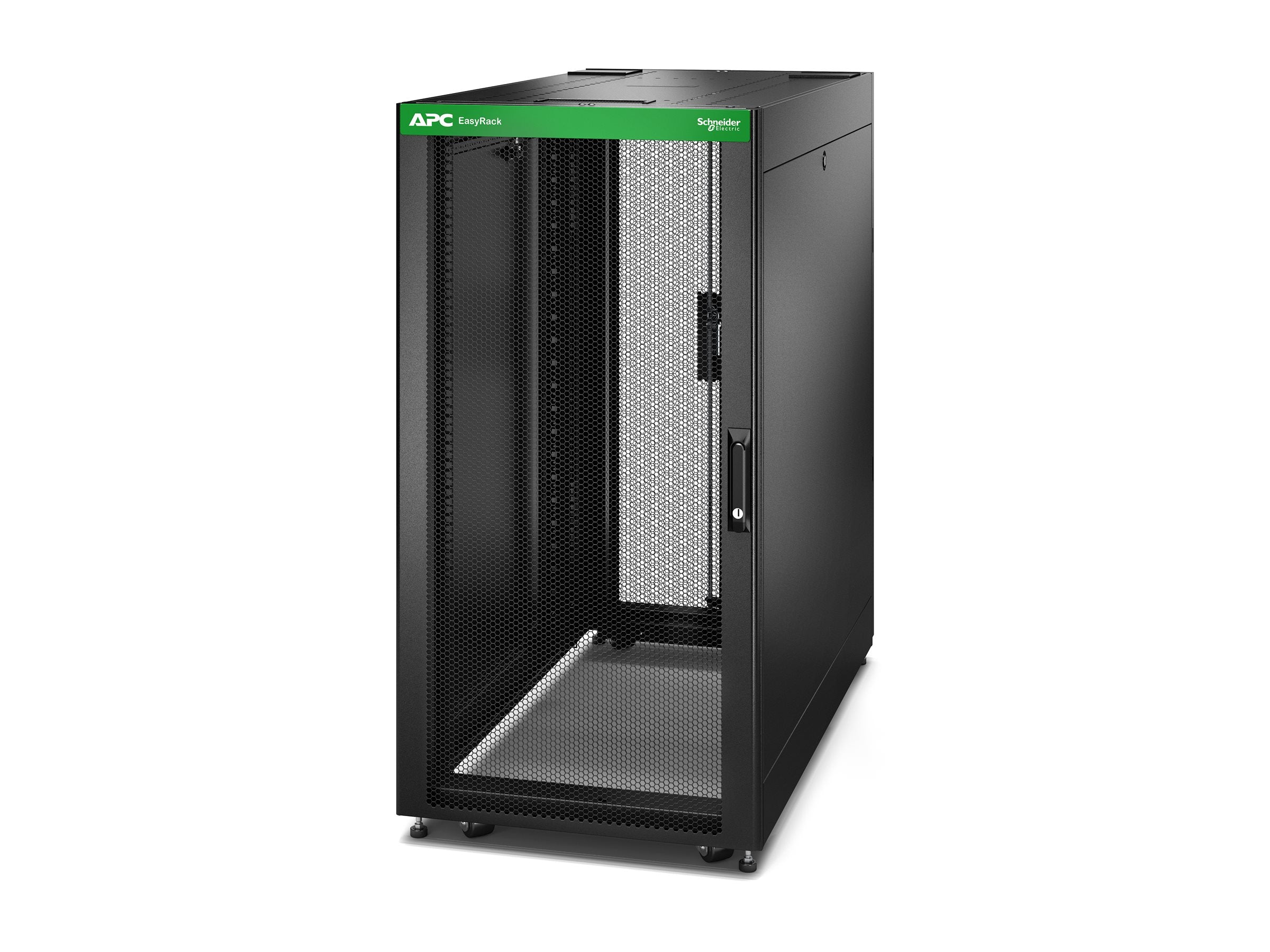 APC Easy Rack 600mm/24U/1000mm with Roof Side panel castors feet and 4 Brackets No Bottom black