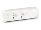URBAN FACTORY Powee Desk Double Eu Power Socket With 1 USB-A - 1 USB-C 3A and 1 Wireless Charging Point - Silver/White
