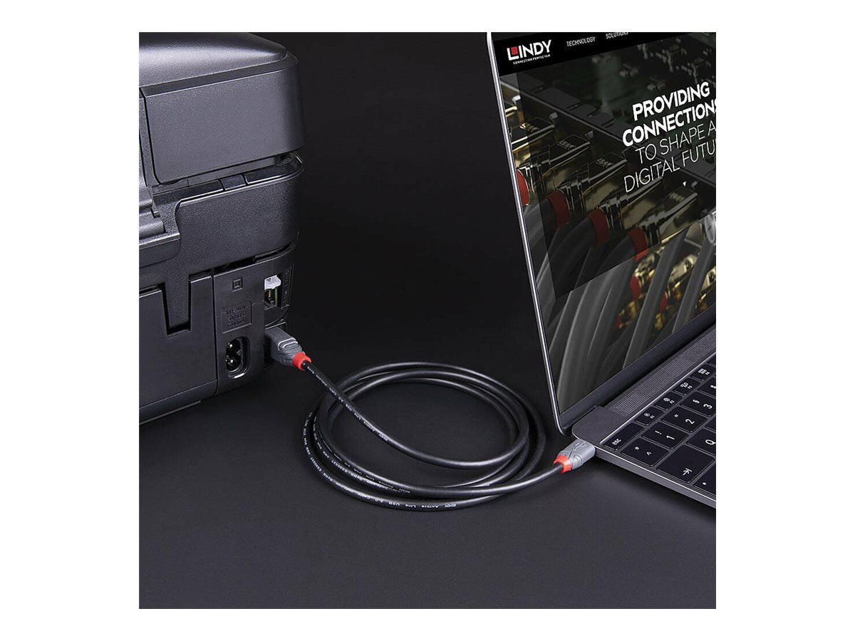 LINDY 0.5m USB 3.2 Type C to B Cable Anthra Line