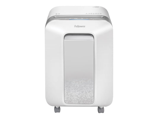 FELLOWES DESTRUCTEUR MICROSHRED LX201 BLANC COUPE MICROPARTICULES 230V EU