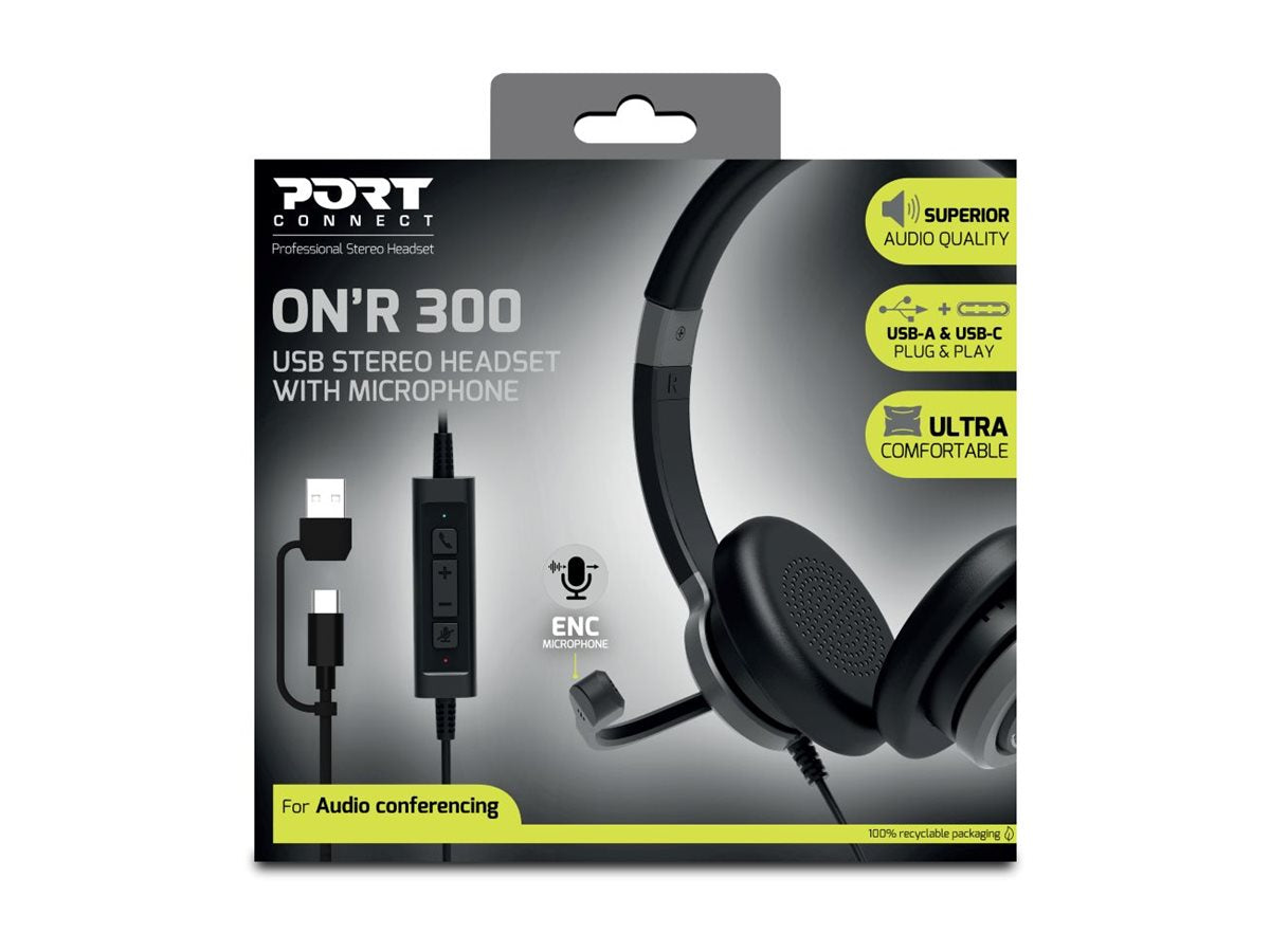 PORT DESIGNS Stereo Headset Active Office Usb Mic Office