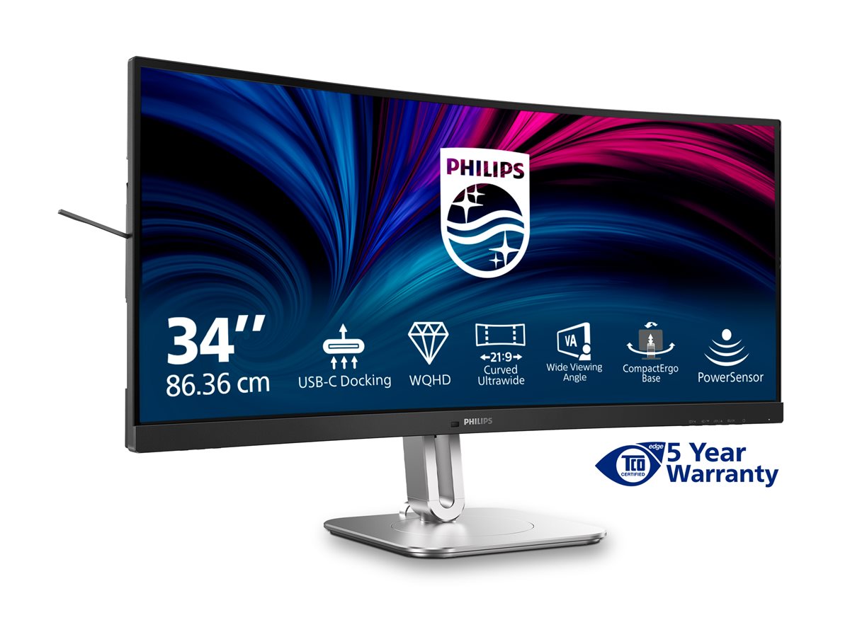 PHILIPS 34B2U5600C/00 34p 3440x1440 120Hz VA CURVED H/A tbu MM ULTRAWIDE USB-C DOCKING DISPLAY RJ45 PD > 100 W USB HUB SPEAKERS