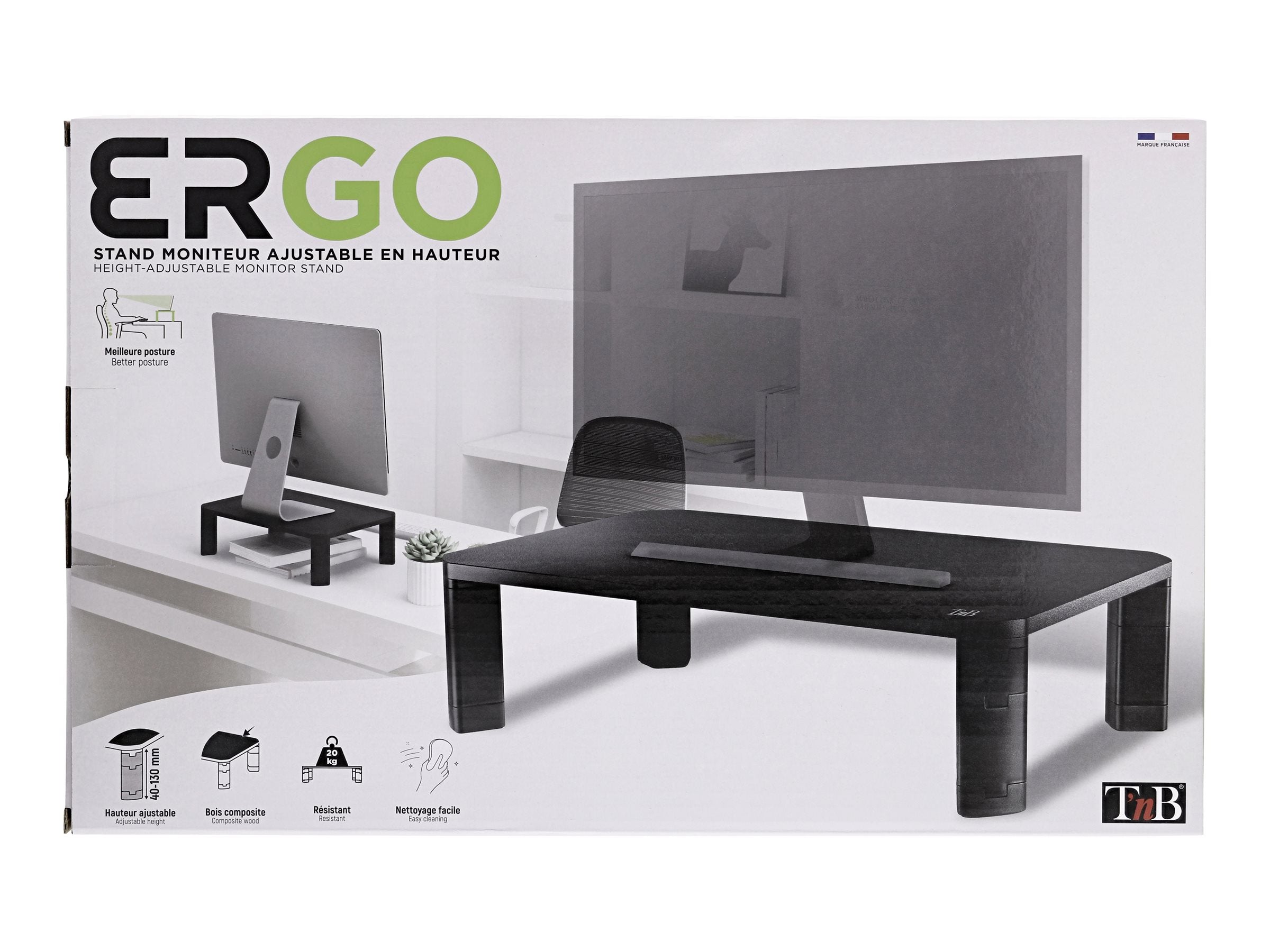 TNB Monitor Riser With Modular Riser Solid Particle Board And Moisture Resistance Heavy-Duty 20Kg Adjustable Height