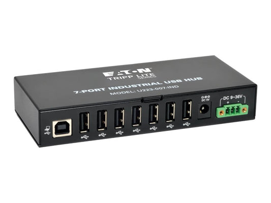 EATON TRIPPLITE 7-Port Industrial-Grade USB 2.0 Hub 15kV ESD Immunity Metal Housing Mountable