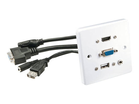 LINDY Wall plate VGA/HDMI/USB/3.5mm Stereo 86x86mm Screw distance approx. 60mm