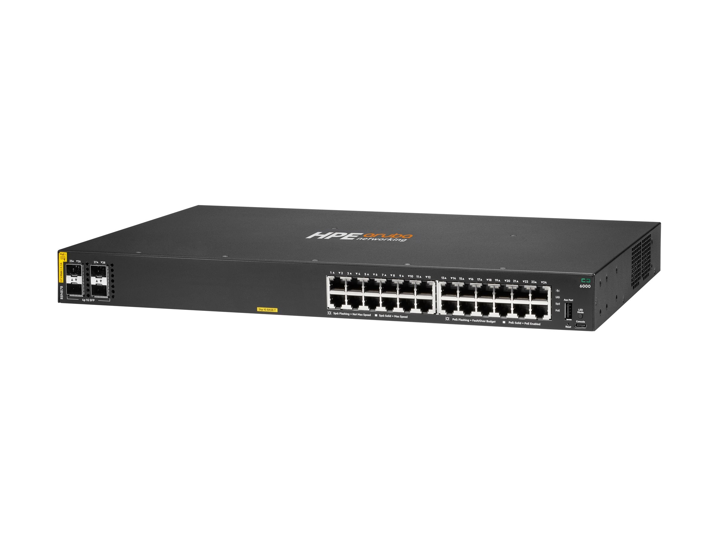 HPE Aruba Networking CX 6000 24p 10M/100M/1G Class4 PoE 4p SFP 1G 370W Switch EU en