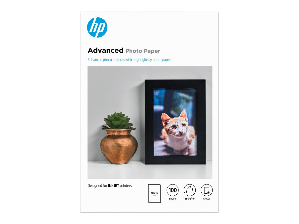 HP original Q8692A Advanced glossy photo paper Ink cartridge 250g/m2 100x150mm 100 sheets 1-pack borderless