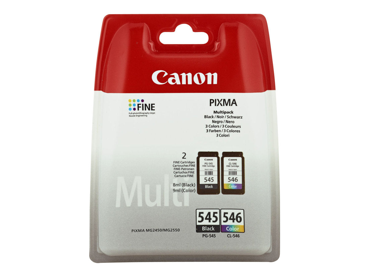 CANON 1LB PG-545 / CL-546 ink cartridge black and colour standard capacity bk: 180p cl: 180p 2-pack blister without alarm