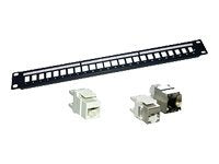 MCL Kit panneau Noir embases Cat 6 bl blindees - 24 voies