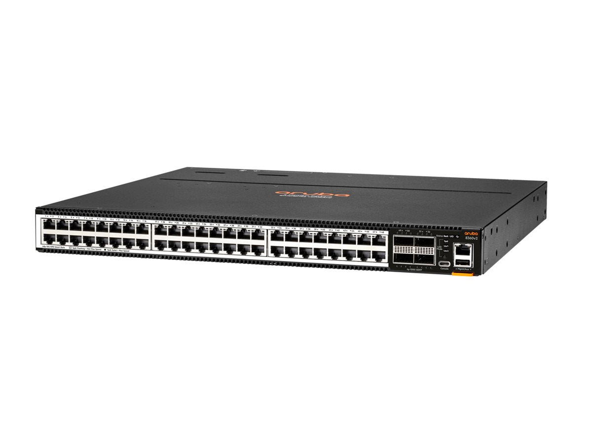 HPE Aruba 8360-48XT4C v2 48p 1G/10GBase-T 4p 100G QSFP+/28 Front-to-Back 3 Fans 2 AC Bundle EU en