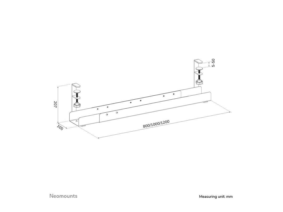 NEOMOUNTS Cable Management Tray max 5kg. clamp-on design universal black