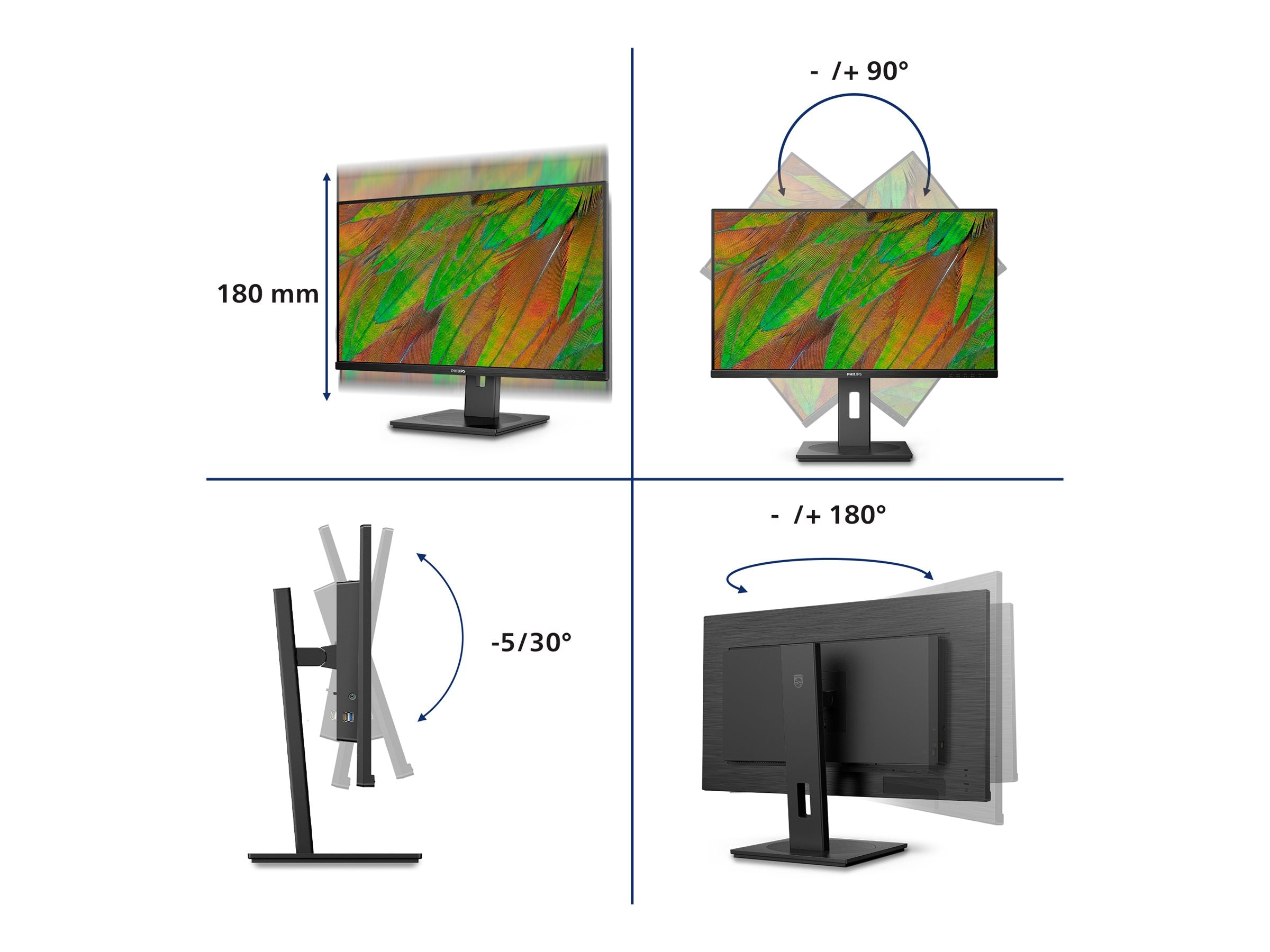 PHILIPS 32B1U3900/00 Ecran 31.5p UHD LED 16:9 VA 60Hz 2xHDMI 2.0 DP 1.4 UBS-C