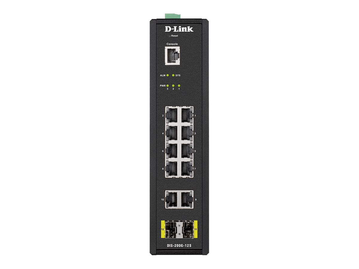 D-LINK 12 Port L2 Industrial Smart Managed Switch with 10 x 1GBaseTX ports and 2 x SFP ports