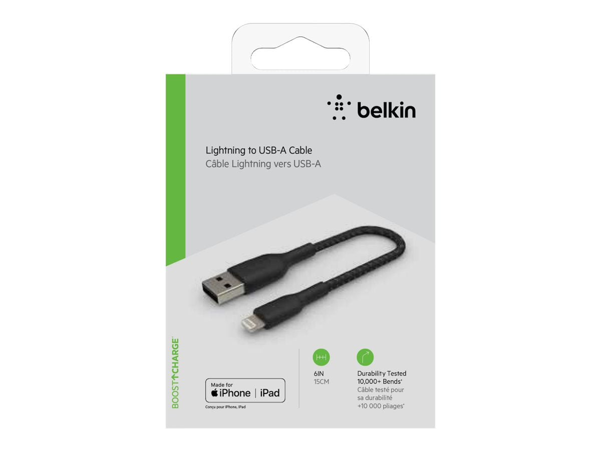 BELKIN BOOST CHARGE USB-A to Lightning Cable Braided 0.15M Black