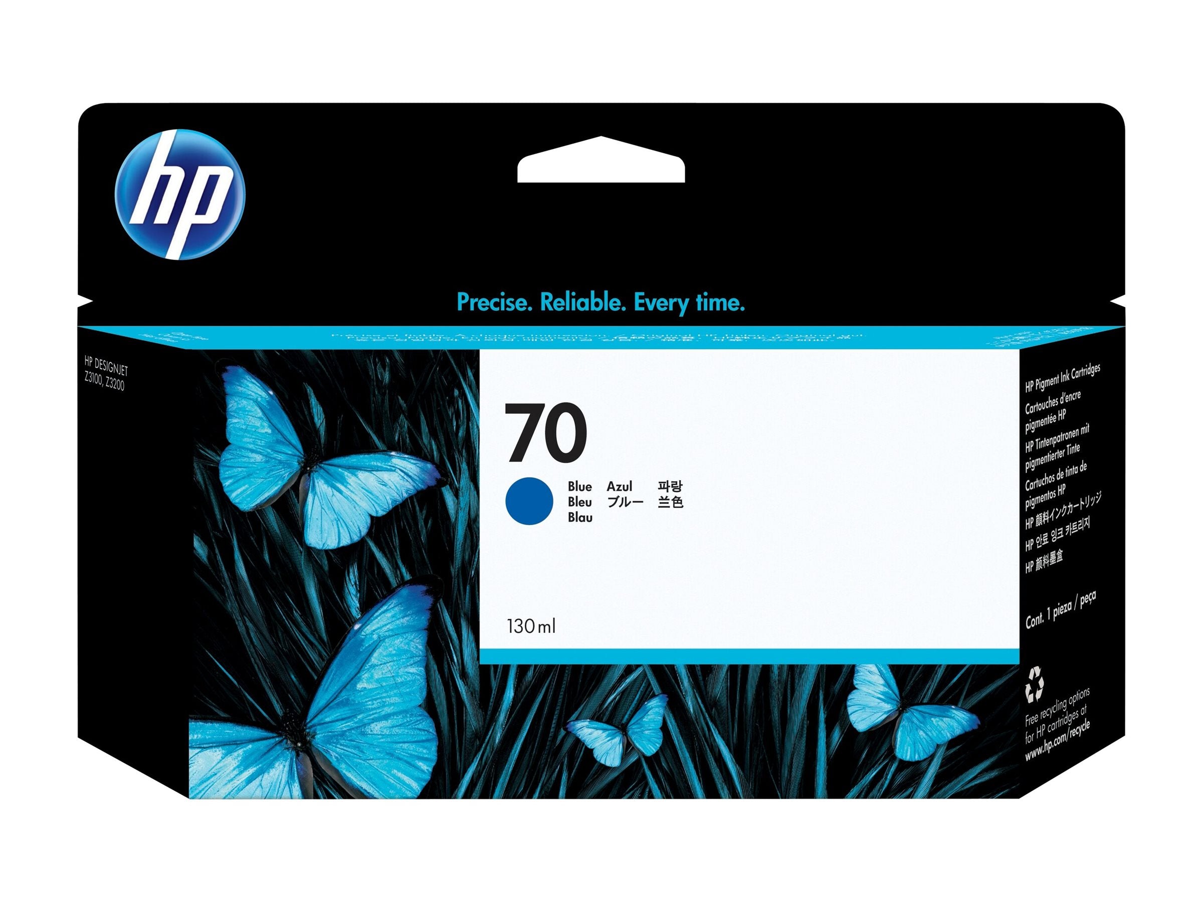 HP 70 original Ink cartridge C9458A blue standard capacity 130ml 1-pack with Vivera Ink cartridge