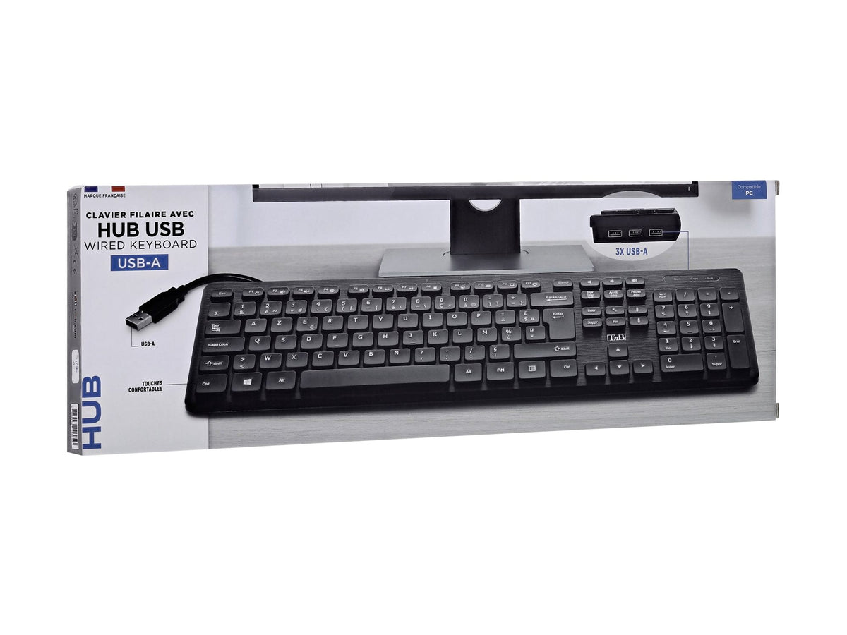 TNB HUB Wired Keyboard Built-In 3X Usb-A Hub Brushed Finish Fine Touches Automatic Connection No Installation Required