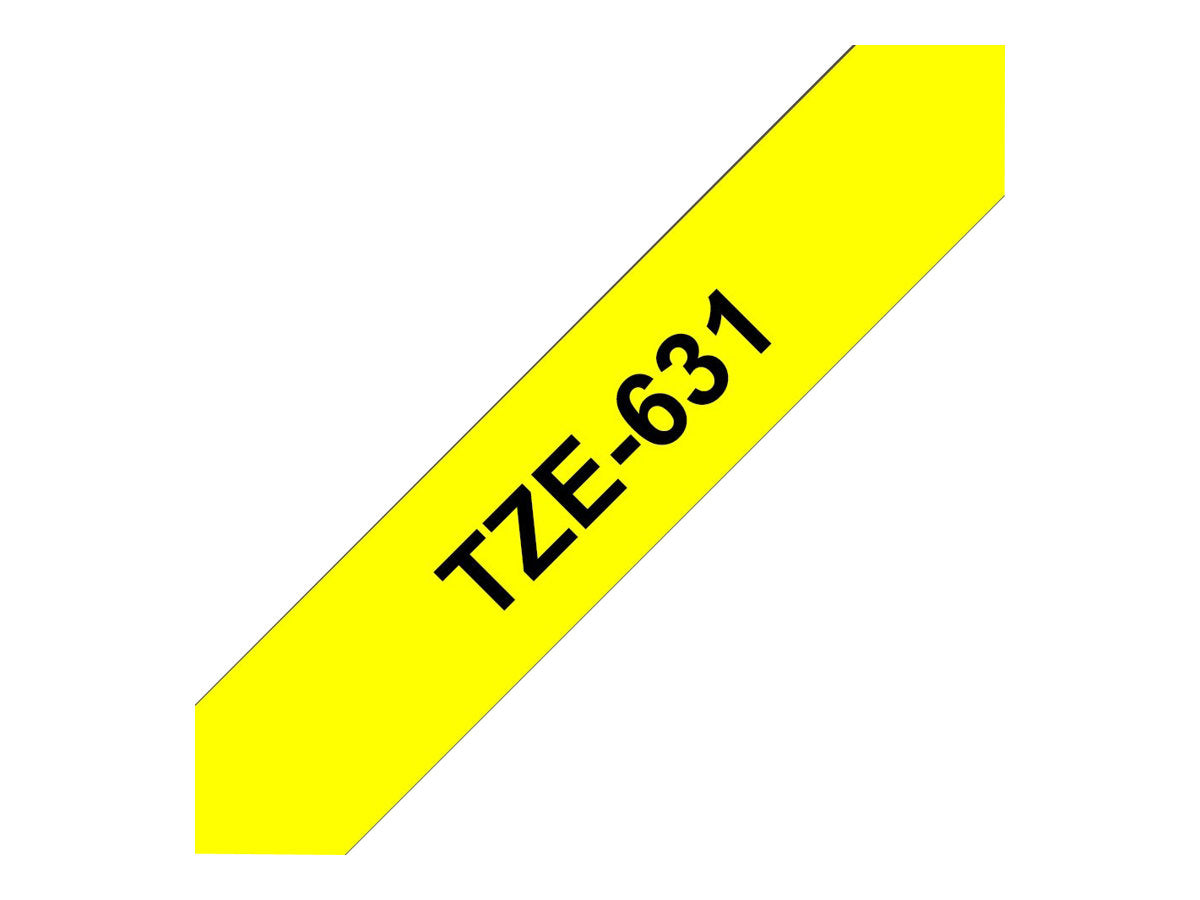 BROTHER P-TOUCH TZE-631 noir sur jaune  12mm