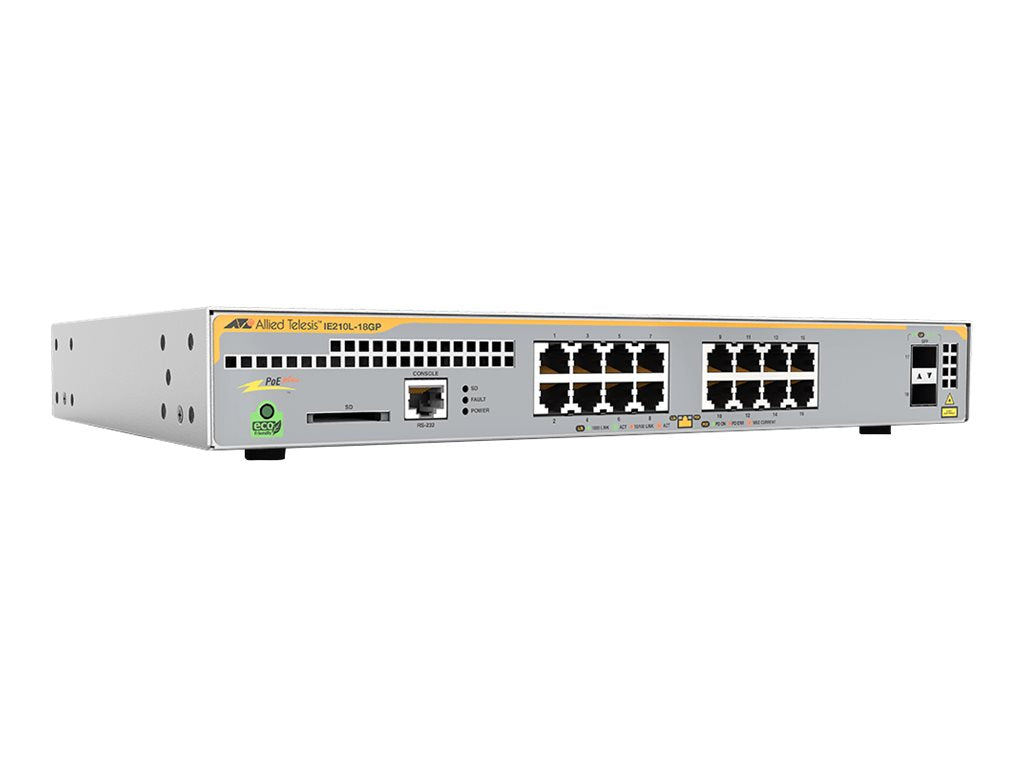ALLIED Industrial managed PoE+ switch 16x 10/100/1000TX PoE+ ports and 2x 100/1000X SFP