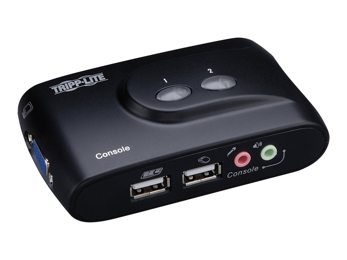 EATON TRIPPLITE 2-Port Desktop Compact USB KVM Switch with Audio & Cable Kit KVM switch 2 x KVM ports 1 local user desktop