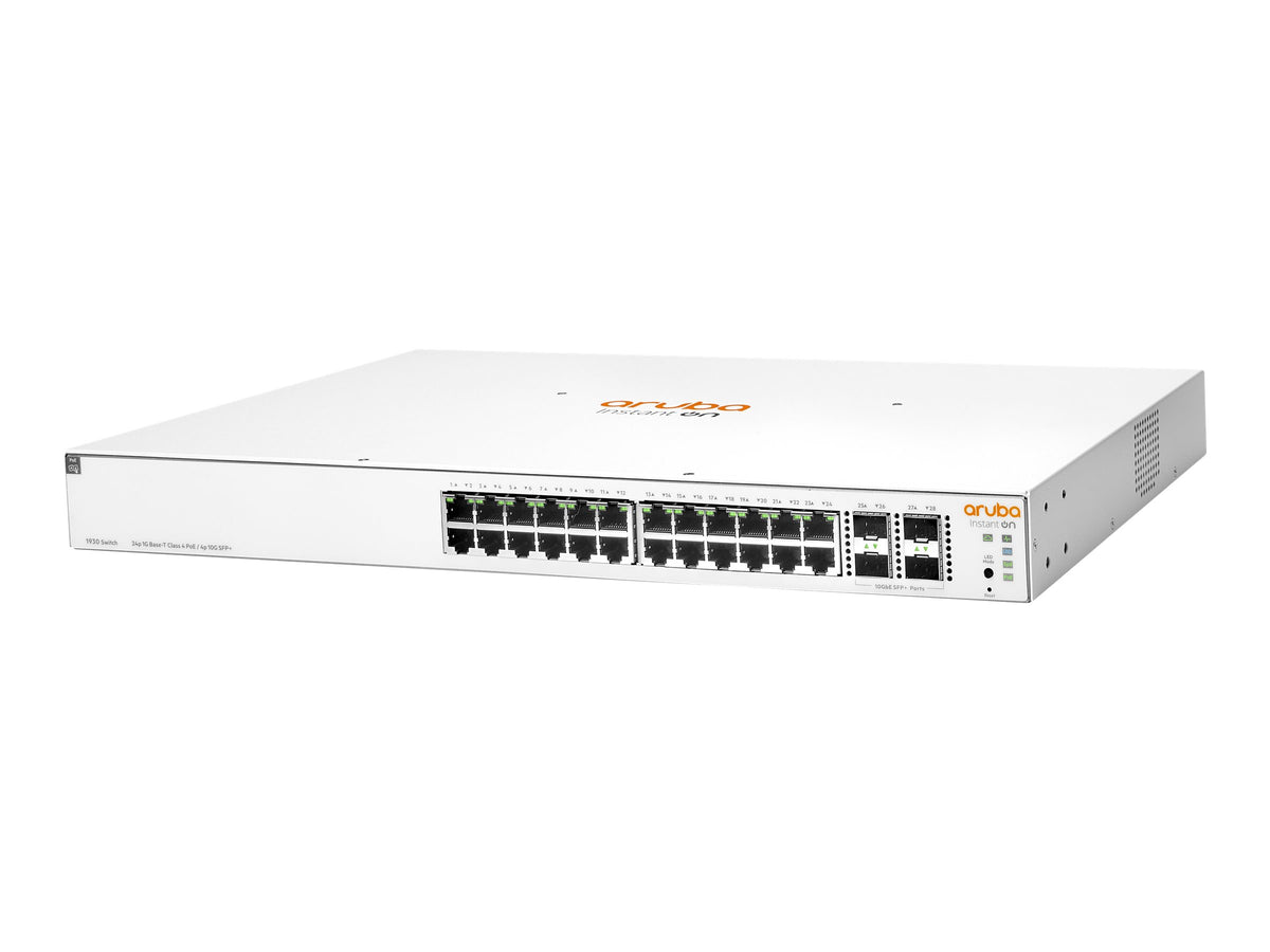 HPE Networking Instant On 1930 24G Class4 PoE 4SFP/SFP+ 195W Switch Commutateur C3 Géré 24 x 10/100/1000 PoE+4 x 1 Gigabit/10 Gb