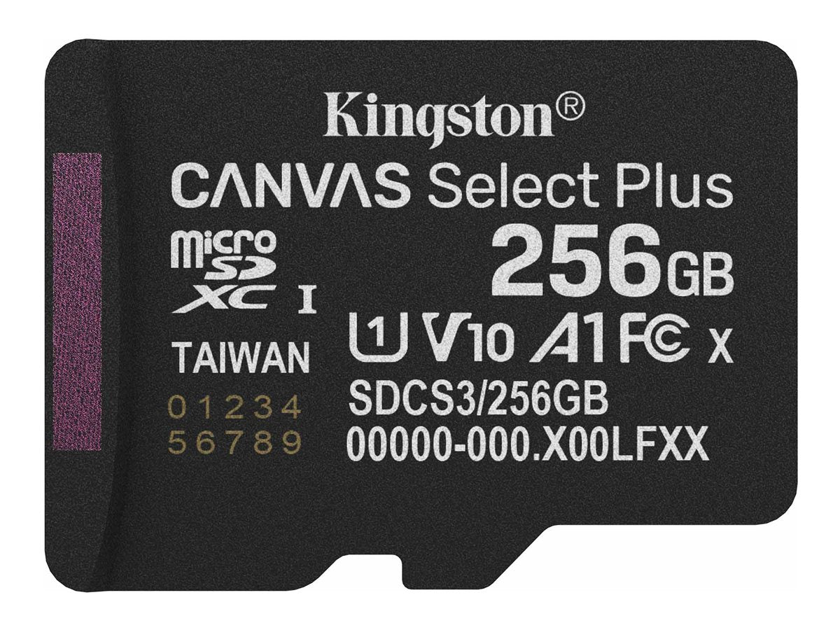 KINGSTON Canvas Select Plus Carte mémoire microSDXC 256Go Gen3 150R A1 Adaptateur SD Non Inclus