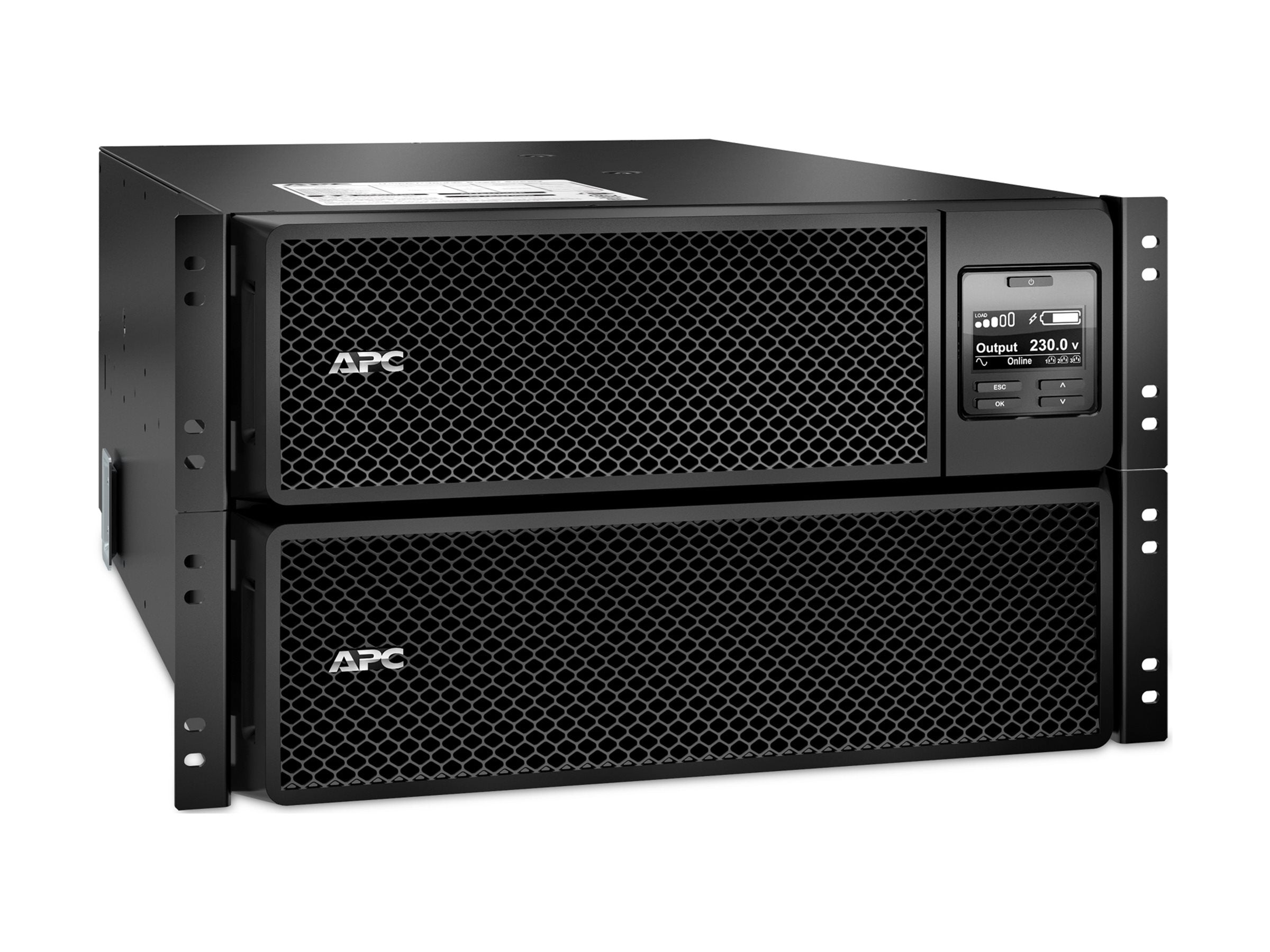 APC Smart-UPS SRT 10000VA RM UPS rack-mountable AC 230V 10 kW 10000VA Ethernet 10/100 USB output connectors 14 6U Black