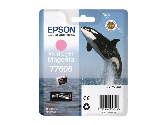 EPSON 5LB T7606 Viv Light Magenta ink cartridge high capacity vivid magenta clair 25 9ml 2849 pages 1-pack