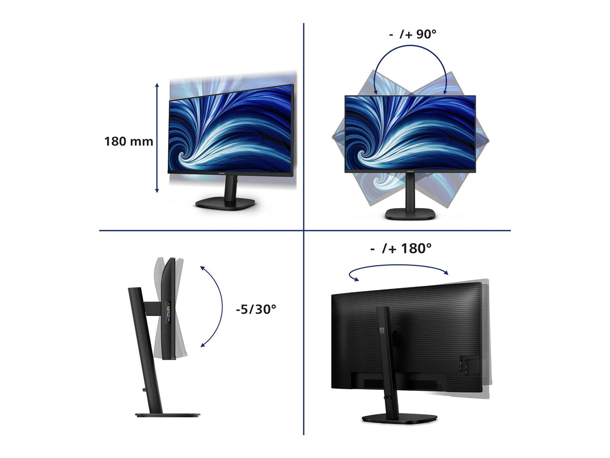 PHILIPS 24p 1920x1200 100Hz IPS Flat H/A 150 MM USB C DOCKING DISPLAY Daisy chain DICOM TUV EyeSafe certified USB HUB SPEAKERS