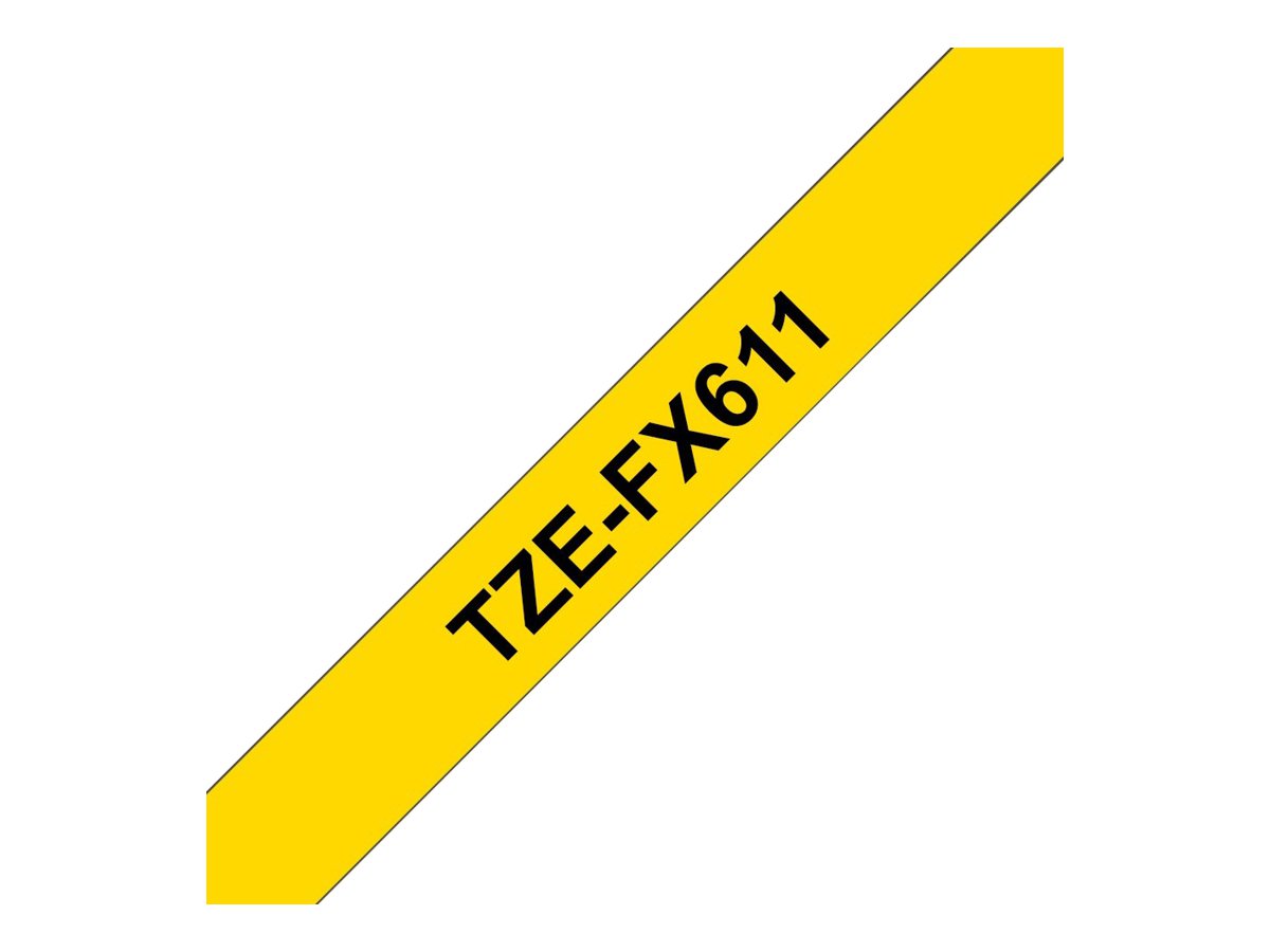 BROTHER P-TOUCH TZE-FX611 noir sur jaune  6 mm