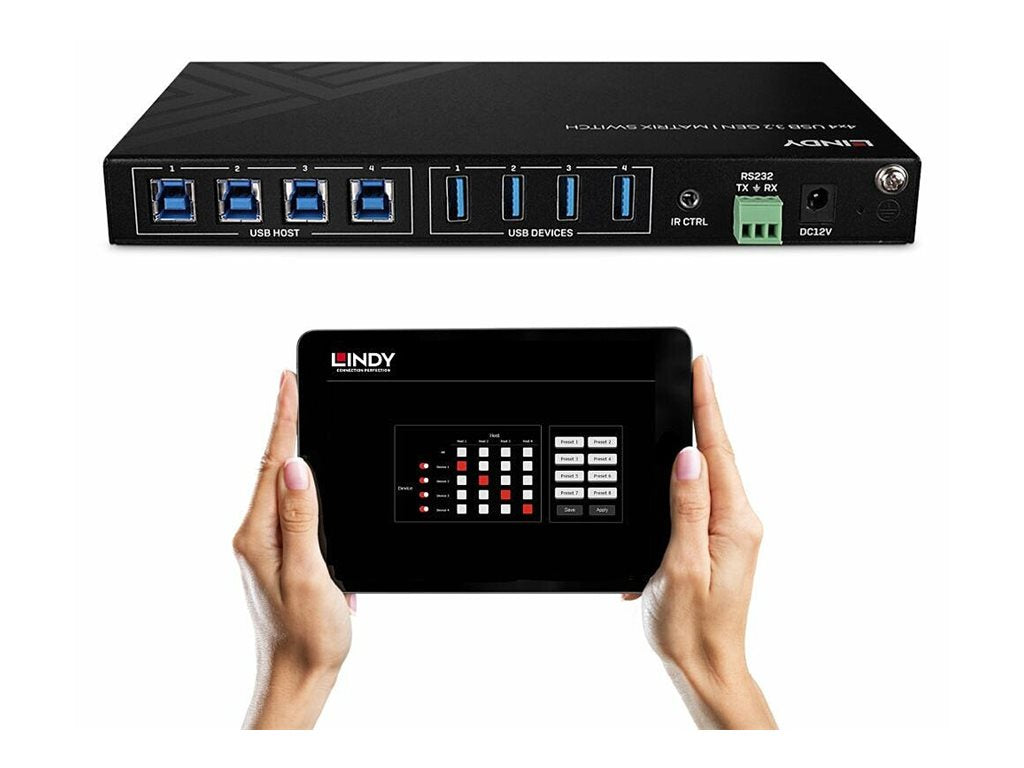 LINDY 4x4 USB 3.2 Gen 1 Matrix Switch