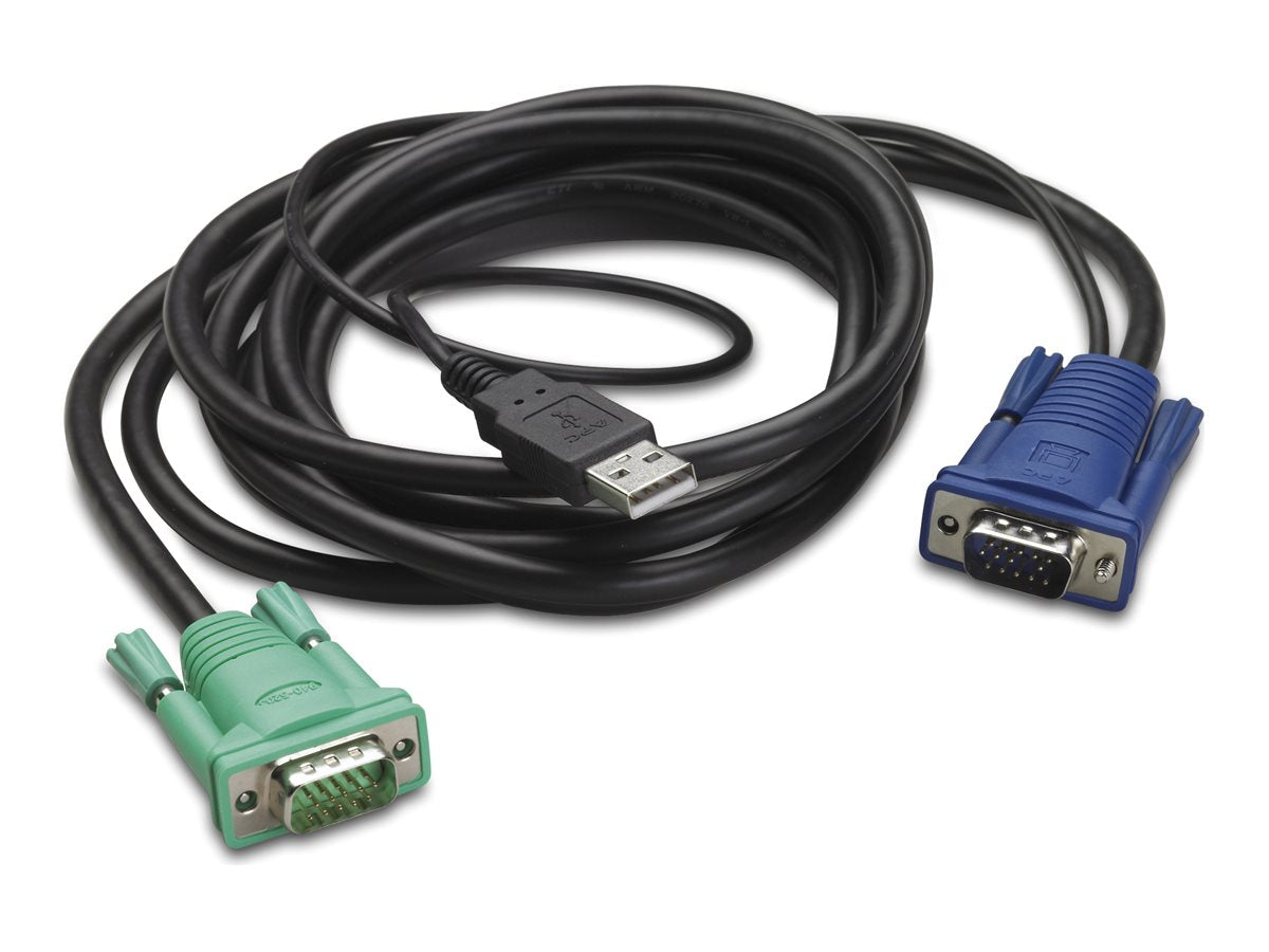 APC Keyboard / video / mouse KVM cable USB HD-15 VGA M to HD-15 VGA M 3.66m Black