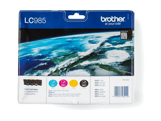 BROTHER LC-985 cartouche d encre noir et tricolore capacité standard nr: 300 pages, cl: 260 pages 4-pack blister sans alarme