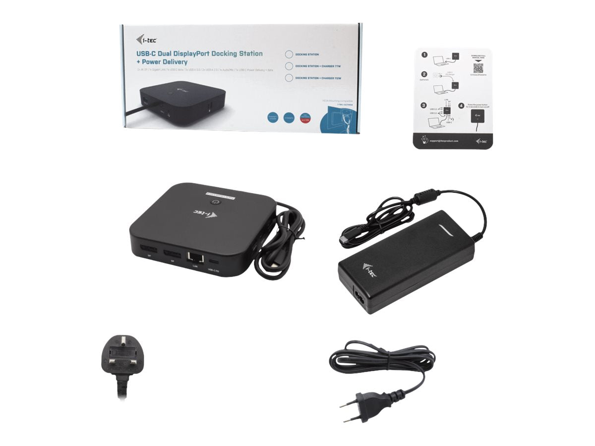 I-TEC USB-C Dual Display MST DS 2xDP 1xGLAN 3xUSB 3.1 2xUSB 2.0 1xUSB-C-DatA 1xAudio/Mic Jack 1x100W USB-C PD + Charger 112W