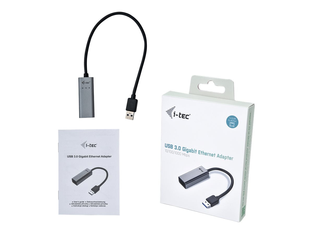 I-TEC USB 3.0 Metal Gigabit Ethernet Adapter 1xUSB 3.0 to RJ-45 LED for Notebook Tablet PC Windows Mac Linux Android