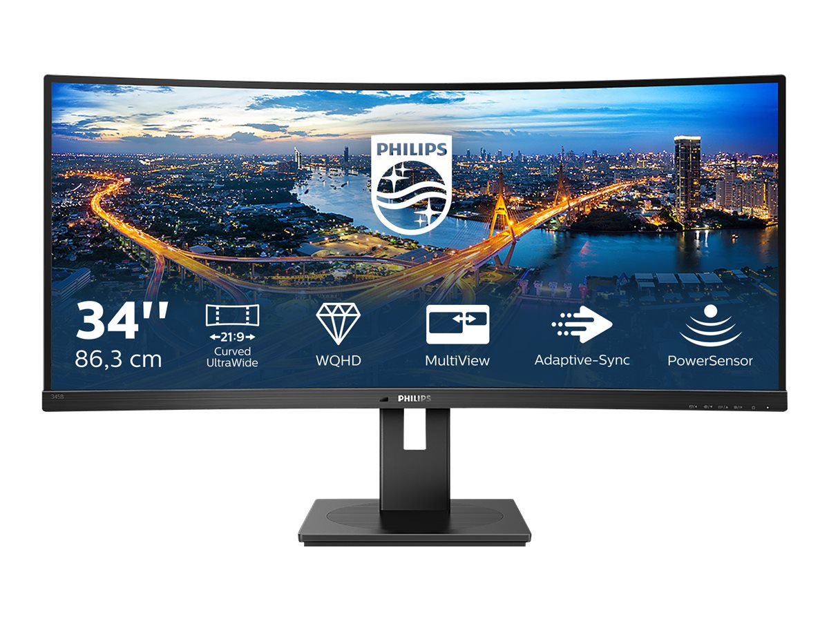 PHILIPS 345B1C - écran  incurvé - 34" - 3440 x 1440 WQHD @ 100 Hz - VA - 300 cd/m² - 3000:1 - 5 ms - 2xHDMI, DP- haut-parleurs
