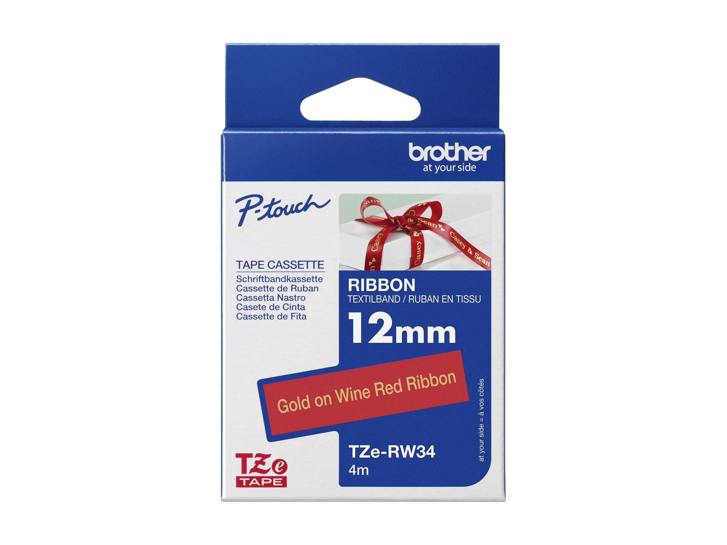 BROTHER Ruban tissus Or sur Bordeaux 12mm (4m)