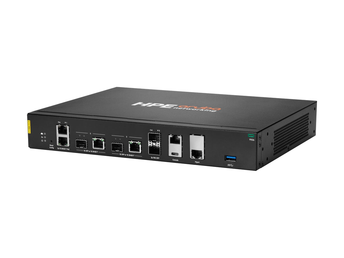 HPE Aruba Networking 9106 RW 2x SFP+ 2x Combo 2x PoE Hybrid Gateway EU en
