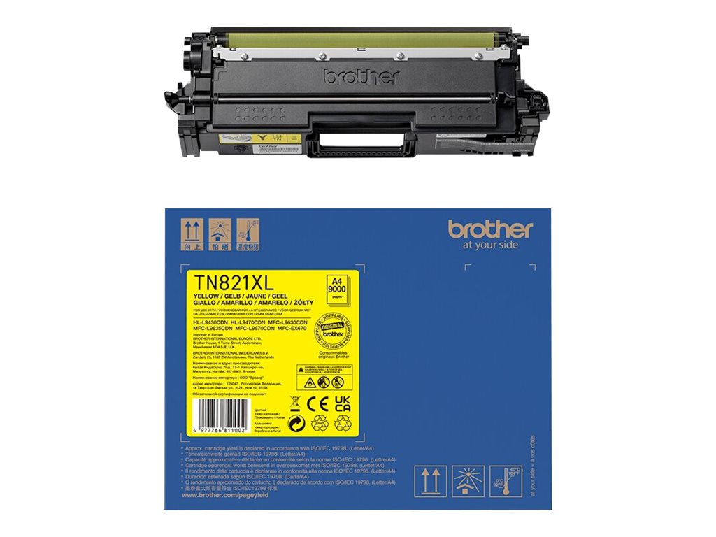 BROTHER TN-821XLY Super High Yield Yellow Toner Cartridge for EC Prints 9000 pages