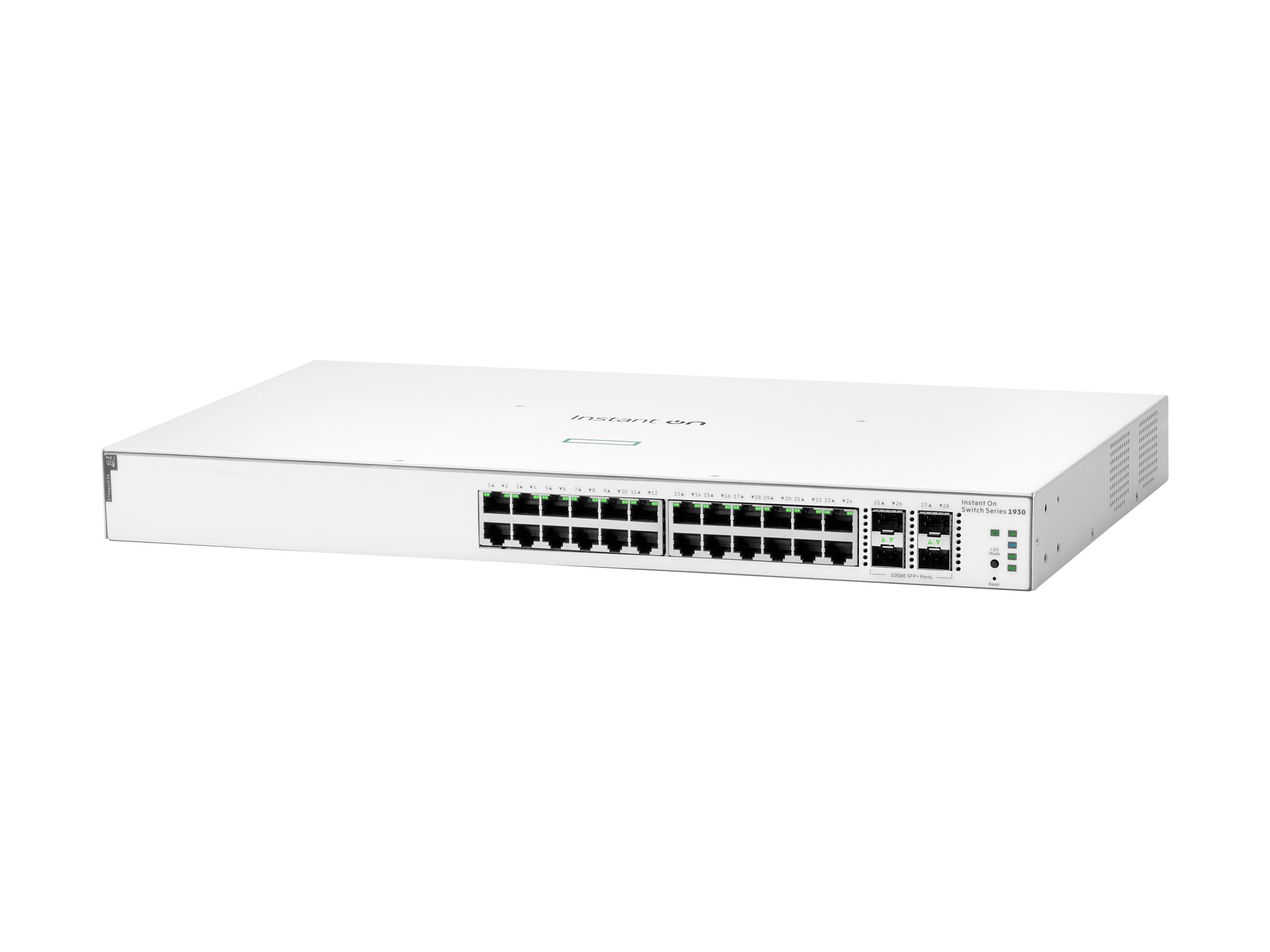 HPE Networking Instant On 1930 24G Class4 PoE 4SFP/SFP+ 195W Switch Commutateur C3 Géré 24 x 10/100/1000 PoE+4 x 1 Gigabit/10 Gb