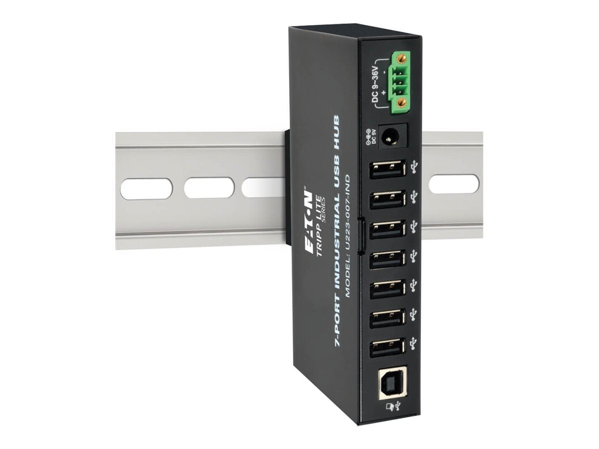 EATON TRIPPLITE 7-Port Rugged Industrial USB 2.0 Hi-Speed Hub w 15KV ESD Immunity Metal Mountable Hub 7 x USB 2.0