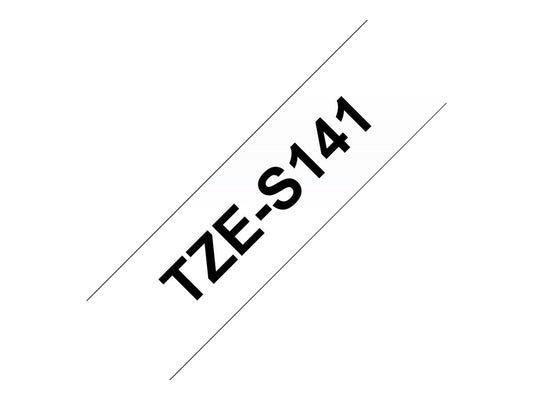 BROTHER P-TOUCH TZE-S141 noir sur clear 18mm extra gluey