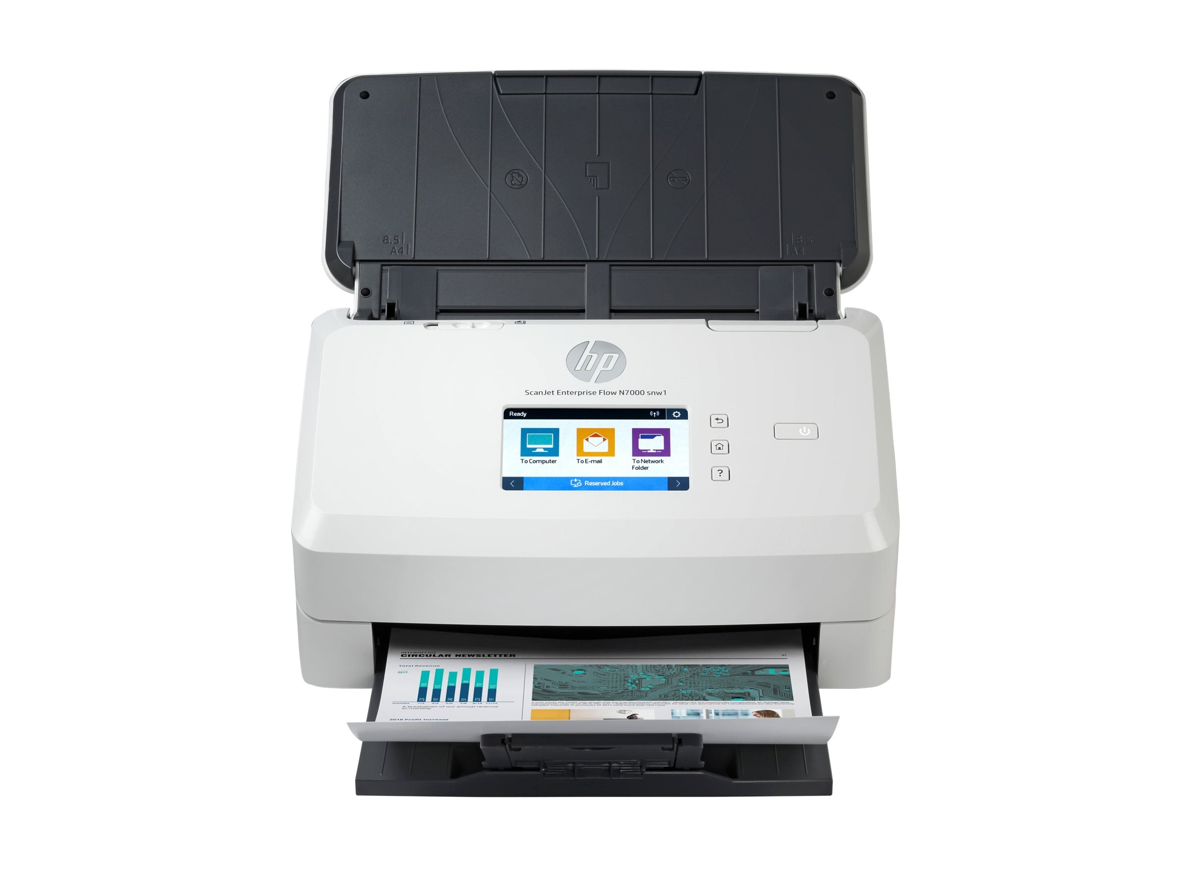 HP ScanJet Enterprise Flow N700 de document scanner CMOS CIS Duplex 216x3100mm 600x600dpi 75ppm ADF 80sheets 7500scans LAN Wi-Fi