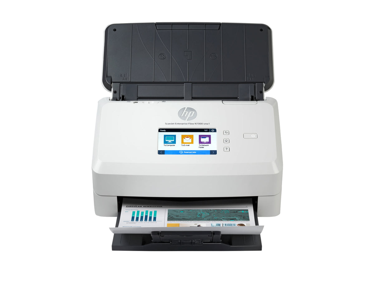 HP ScanJet Enterprise Flow N700 de document scanner CMOS CIS Duplex 216x3100mm 600x600dpi 75ppm ADF 80sheets 7500scans LAN Wi-Fi