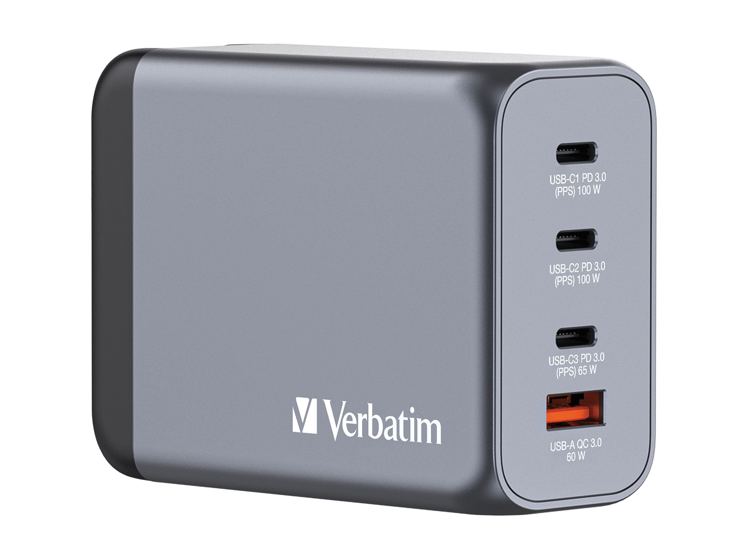 VERBATIM GNC-200 GAN CHARGER 4 PORT 200W USB A/C EU/UK/US WCF (P)