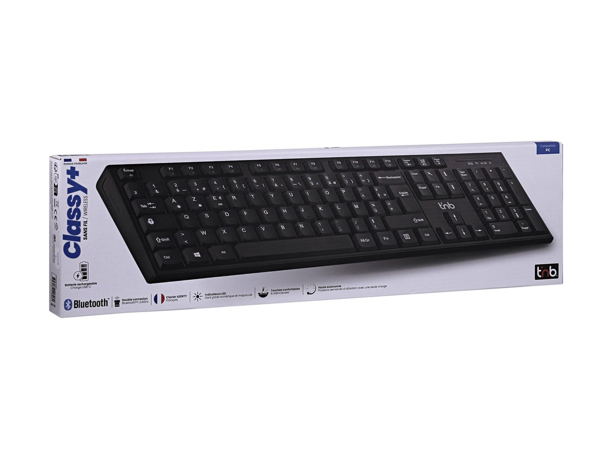 TNB CLASSY Rechargeable wireless keyboard Bluetooth + USB-A 2.4Ghz AZERTY (FR)