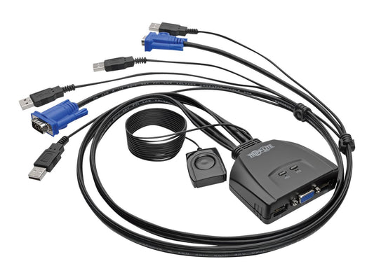 EATON TRIPPLITE 2-Port USB/VGA Cable KVM Switch with Cables and USB Peripheral Sharing