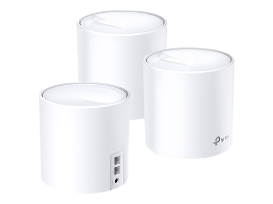 TP-LINK Deco X60 AX3000 Wi-Fi 6 Whole-Home Mesh System 3-pack Quad-core CPU 2x GE RJ45 4x int.antennas MU-MIMO